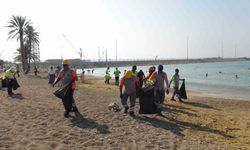 Sahilden plastik, cam ve çeşitli atıklar toplandı