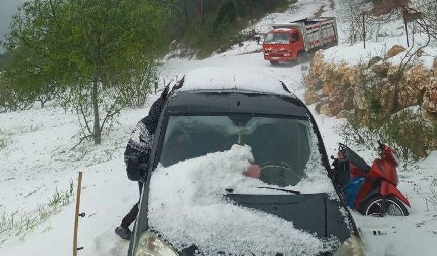 Erdemli’de dolu, tarım alanlarına zarar verdi